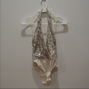 Born To Dazzle Embellished Glitter Bodysuit